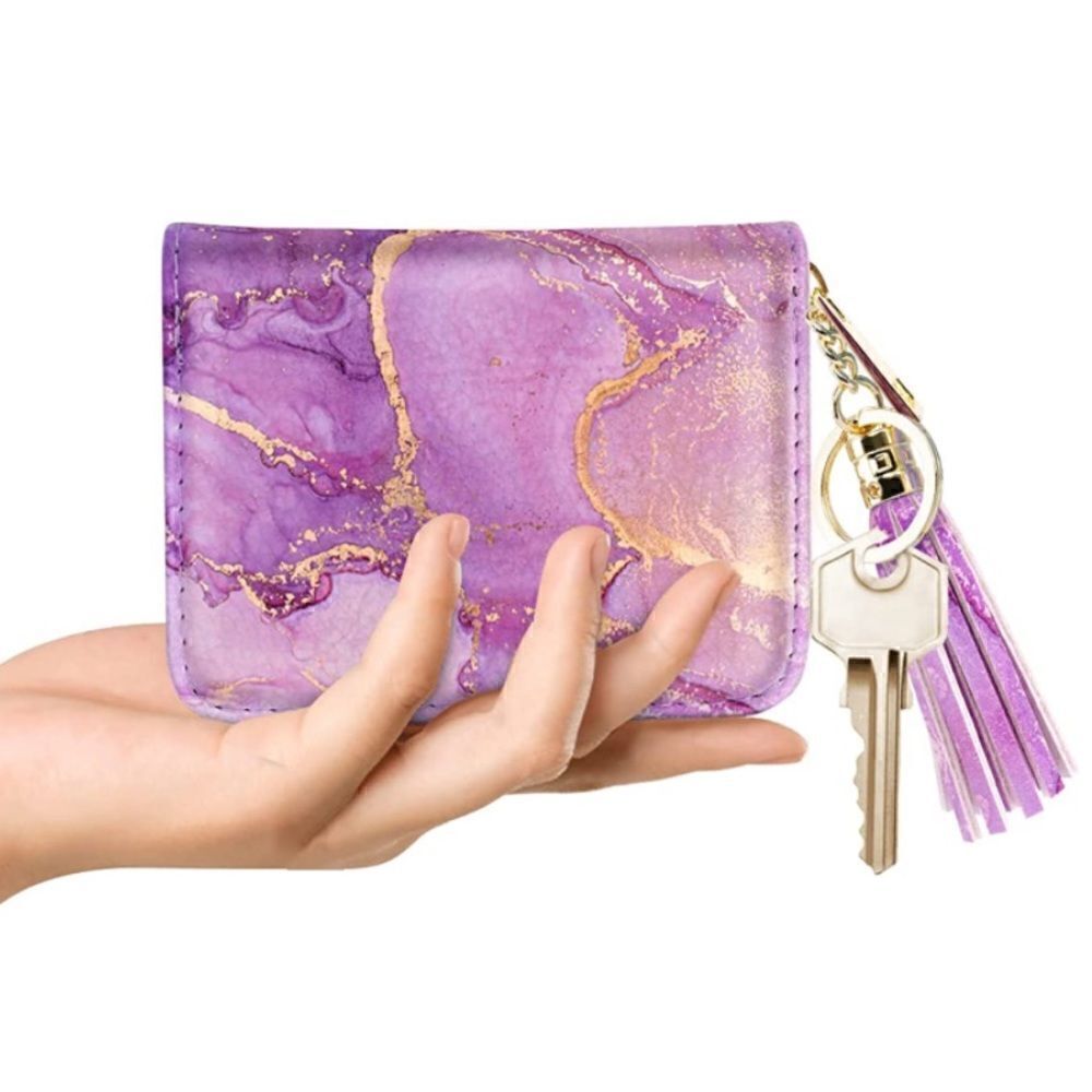 Purple Marble Leather Compact Wallet - Picture 4 of 4